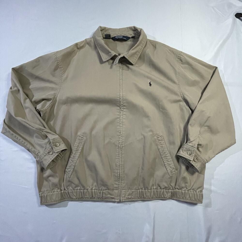 Vintage‎ 90s Polo Ralph Lauren Harrington Jacket 2X Tan Cotton Bi-Swing Bomber